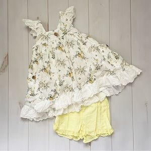 Well Dressed Wolf Aunt Heart Yellow Floral Set